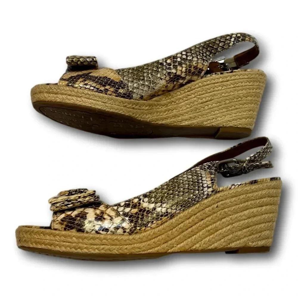 Franko Sarto Womens  Wedge Sandals Size 9 Slingback Faux Snake - Picture 2 of 11